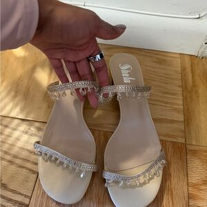 SHEIN Beige Beaded Women's Sandals. New never worn. Size 10